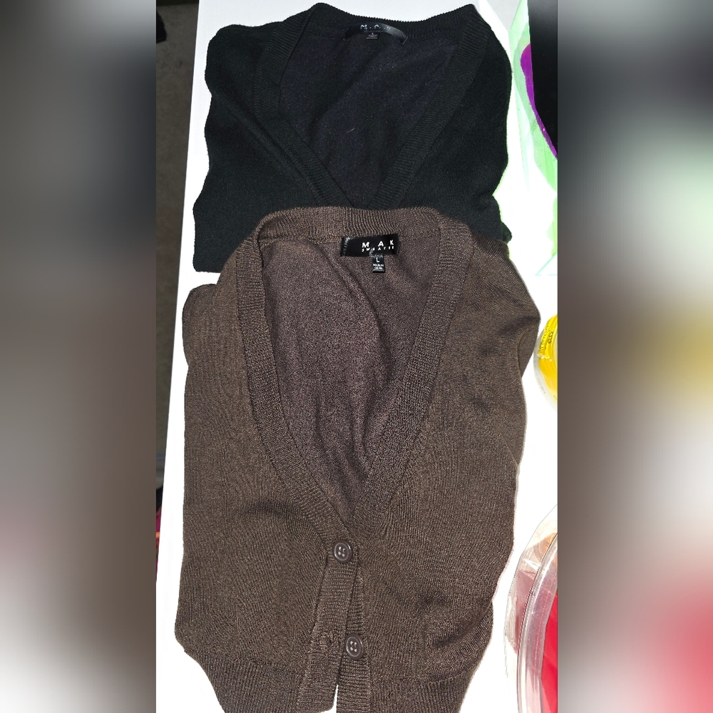 Brown And Black MAK Cropped Cardigan Large